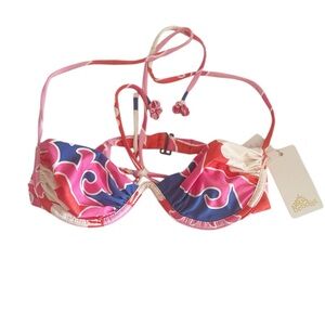 Agua Bendita Pink and Blue Bikini Top